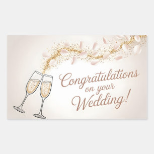 Sticker Rectangulaire Élégant "Félicitations pour votre mariage" 