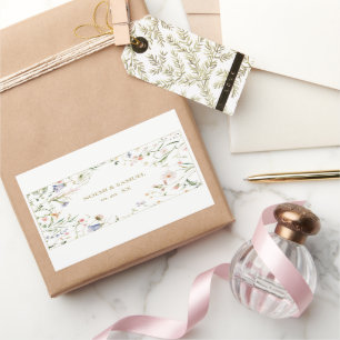 Sticker Rectangulaire Elégant Fleur sauvage Aquarelle Delicate Mariage