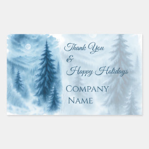 Sticker Rectangulaire Elégant Forêt d'hiver Cadeaux de vacances d'entrep
