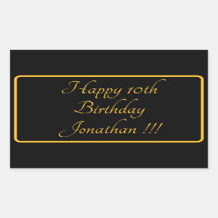 Sticker Rectangulaire Élégant Gold Nom Joyeux Anniversaire Rectangle Sti