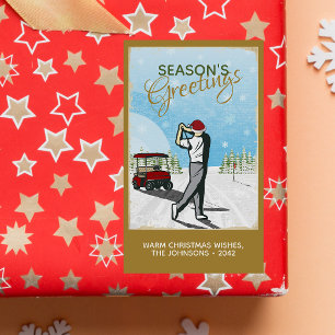Sticker Rectangulaire Elégant Golf Inspiré Vintage Noël