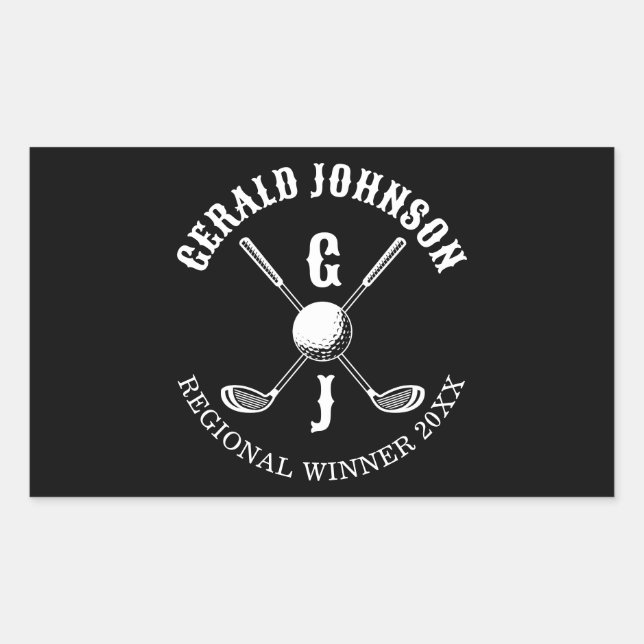 Sticker Rectangulaire Elegant Golf Monogr... (Devant)