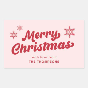 Sticker Rectangulaire Élégant minimal moderne Boho rose Joyeux Noël