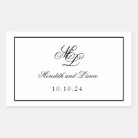 Élégant Monogramme noir et blanc Script