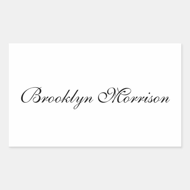 Sticker Rectangulaire Élégant noir nom de script personnalisé texte mono (Devant)