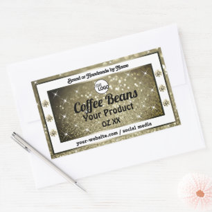 Sticker Rectangulaire Élégant Parties scintillant Brown Produit Étiquett