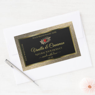 Sticker Rectangulaire Elegant Parties scintillant or noir produit Étique