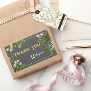 Sticker Rectangulaire Élégant Retro Floral Nom personnalisé Texte Cadeau