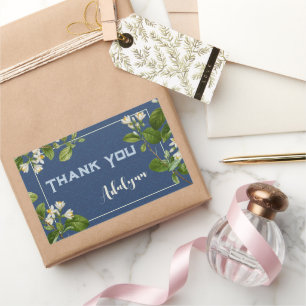 Sticker Rectangulaire Élégant Retro Floral Nom personnalisé Texte Cadeau