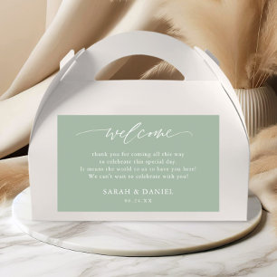 Sticker Rectangulaire Elégant Sage Green Mariage Bienvenue Cadeau