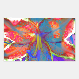 Sticker Rectangulaire Elégante aquarelle abstraite rétro rouge bleu