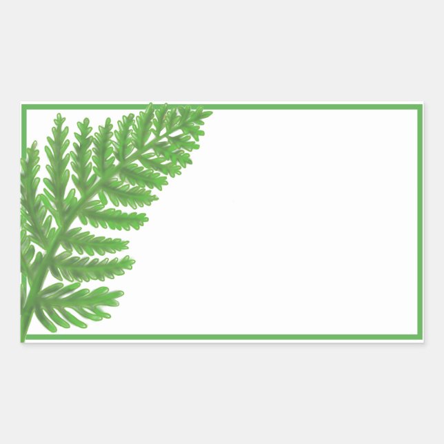 Sticker Rectangulaire Élégante fougères vertes feuilles de bois (Devant)