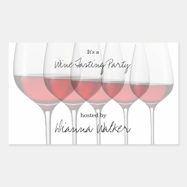 Sticker Rectangulaire Élégantes Lunettes de vin rouge (Devant)