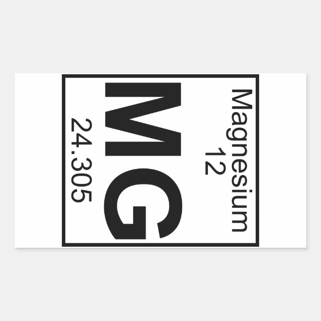 Sticker Rectangulaire Élément 012 - Mg - Magnésium (Complet) (Devant)