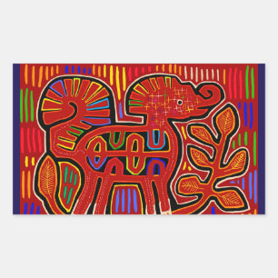 Sticker Rectangulaire Élémentaire éléphant indien Kuna - Art populaire M
