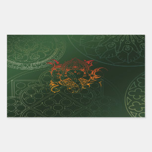 Sticker Rectangulaire Eléphant de Ganesh Mandala orange vert Yoga Asie
