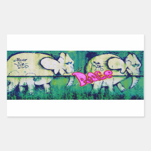 Sticker Rectangulaire éléphants de graffiti