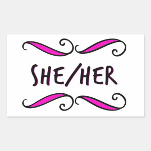 Sticker Rectangulaire Elle son joli rouleau noir et rose