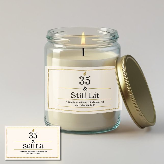 Sticker Rectangulaire emballages de bougies cadeaux 35e anniversaire aut (Créateur téléchargé)