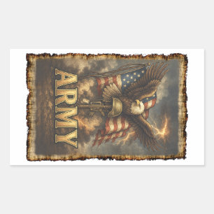 Sticker Rectangulaire Emblème de l'Armée avec Drapeau et Aigle