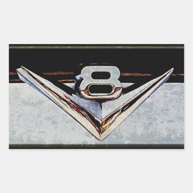 Sticker Rectangulaire Emblème Grunge V8 Big Block (Devant)