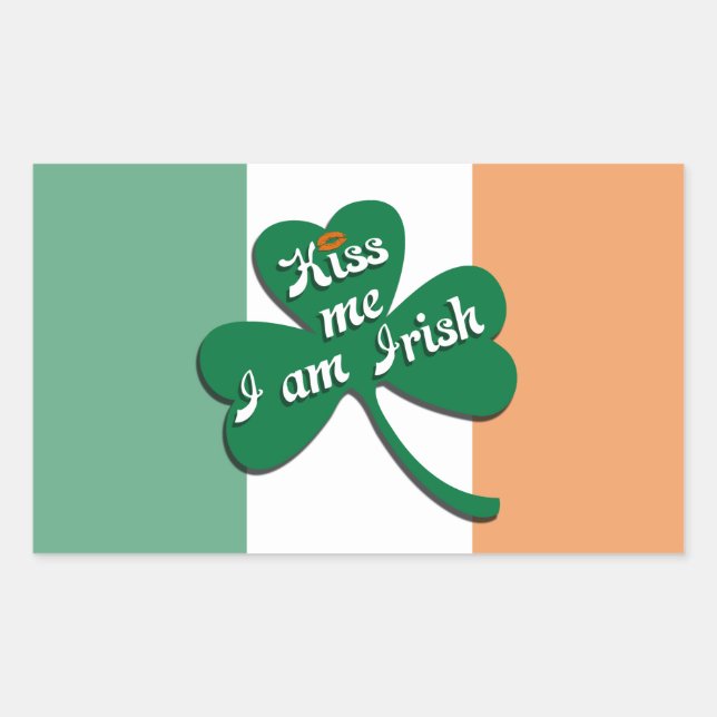 Sticker Rectangulaire Embrasse-moi Je suis irlandais (Devant)