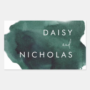 Sticker Rectangulaire Emerald Green Moderne Mariage Fiançailles