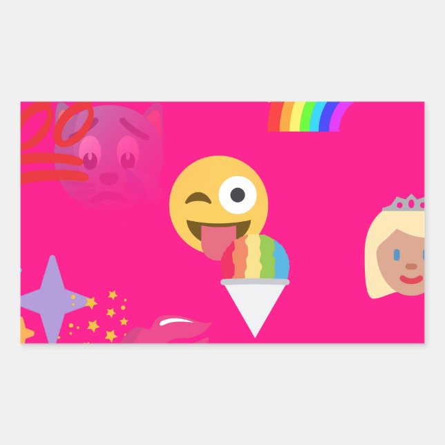 Sticker Rectangulaire émoticône rose chaud (Devant)