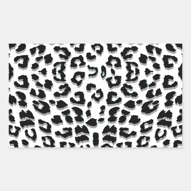 Sticker Rectangulaire Empreinte de léopard de neige personnalisé (Devant)