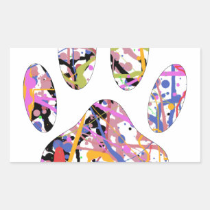 Sticker Rectangulaire Empreinte de patte de chien de peinture