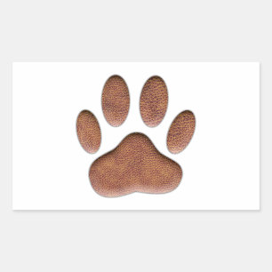 Sticker Rectangulaire Empreinte de patte de chien de Texture en cuir