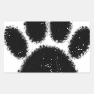 Sticker Rectangulaire Empreinte de patte De Chien Rough Et Distressed