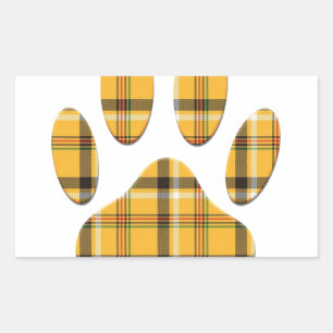 Sticker Rectangulaire Empreinte de patte de chien Tartan