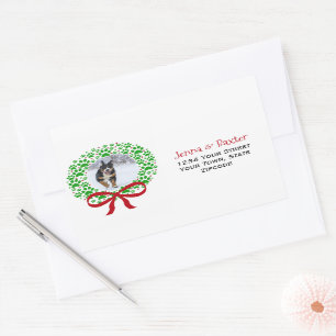 Sticker Rectangulaire Empreinte de patte Holiday Wreath Oversize Adresse