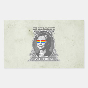 Sticker Rectangulaire En Hillary nous avons confiance