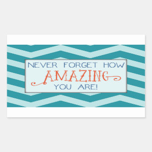 Sticker Rectangulaire Encouragement Incroyable avec Rayure Chevron Bleu