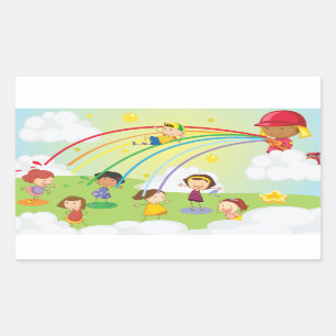 Sticker Rectangulaire Enfants Jouant Dans Un Parc À Chaussures