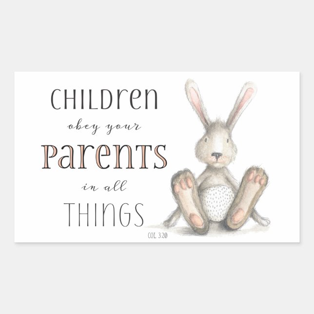 Sticker Rectangulaire Enfants Obéissez à vos parents-Col 3:20 (Devant)