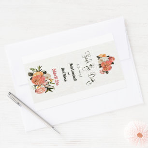 Sticker Rectangulaire Enregistrez la Date Personnalisée Mimosa Florale 