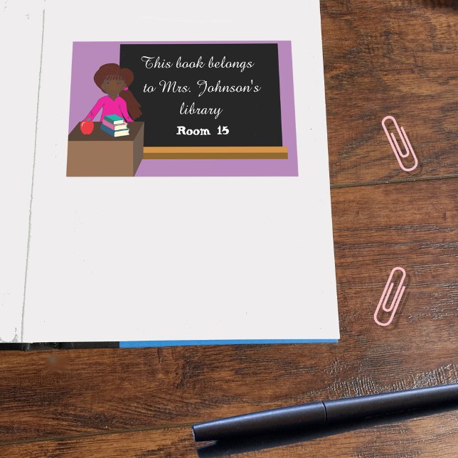 Sticker Rectangulaire Enseignant à sa bibliothèque de classe de bureau (Créateur téléchargé)