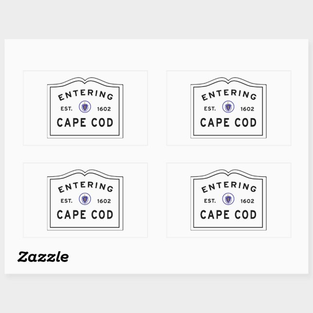Sticker Rectangulaire Entrée du Massachusetts Cape Cod (Feuille)