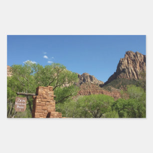 Sticker Rectangulaire Entrée du parc national de Zion dans l'Utah