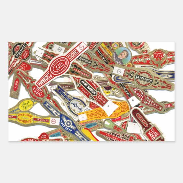Sticker Rectangulaire Enveloppeurs à anneaux de cigar (Devant)