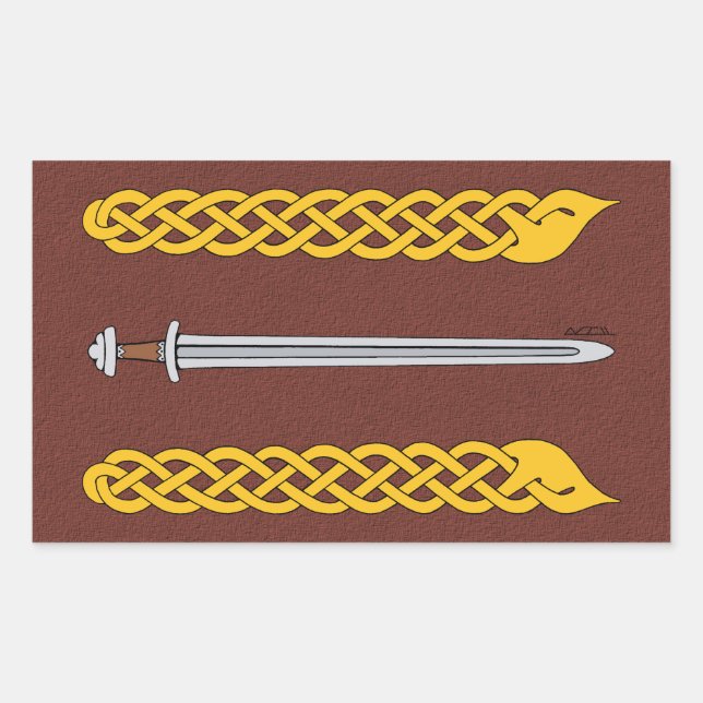 Sticker Rectangulaire Épée viking et Plaitwork (Devant)