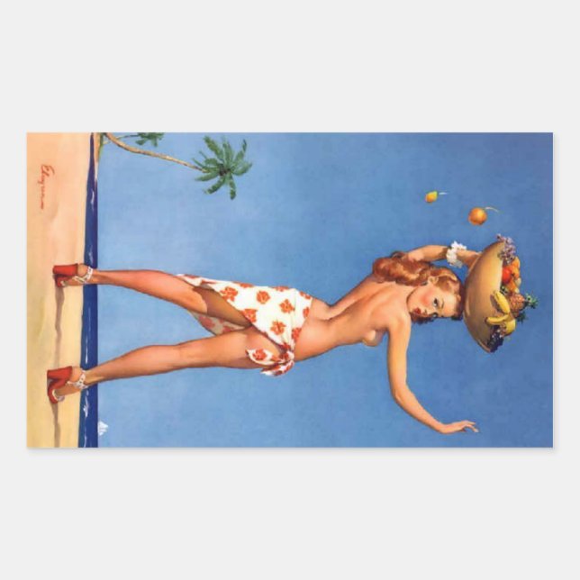 Sticker Rectangulaire Épingle tropicale vers le haut (Devant)