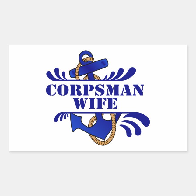 Sticker Rectangulaire Épouse du Corpsman, Ancres à distance ! (Devant)
