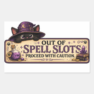 Sticker Rectangulaire Épuisé Magiquement, Procédez avec Prudence, D&D Dr