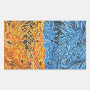 Sticker Rectangulaire Équilibre éternel - Chevaux jumeaux
