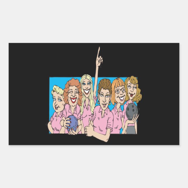 Sticker Rectangulaire Équipe de bowling féminin (Devant)
