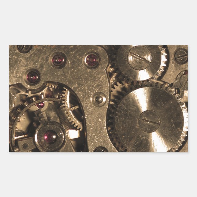 Sticker Rectangulaire Équipements d'horloge métallique Steampunk (Devant)